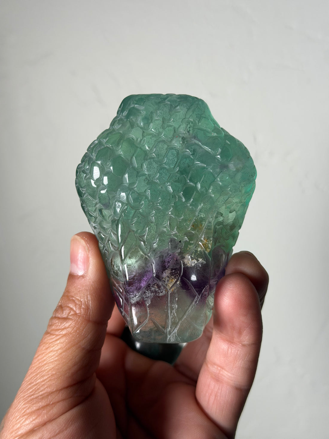 Fluorite Serpent carving
