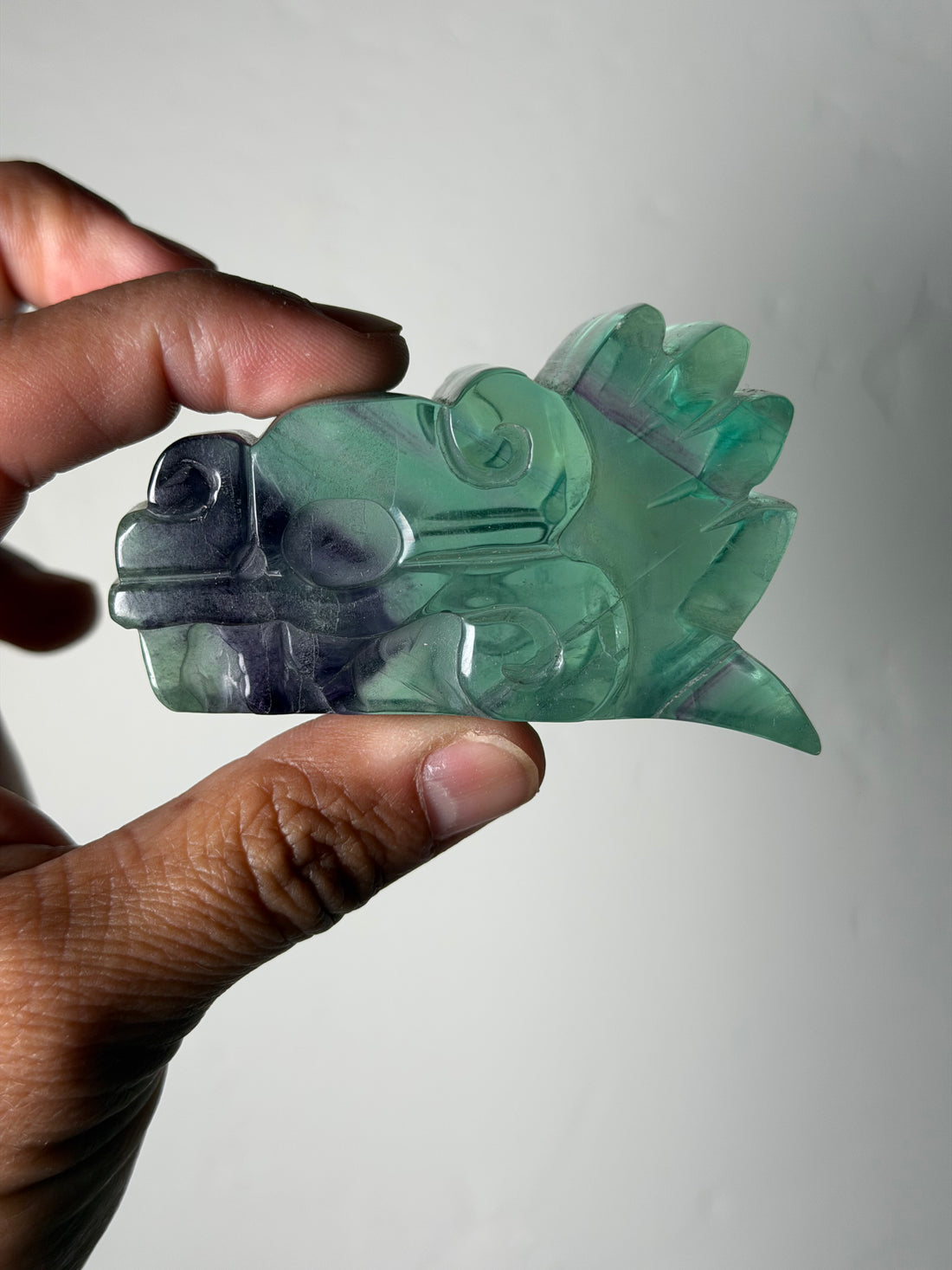 Fluorite Quetzalcoatl carving