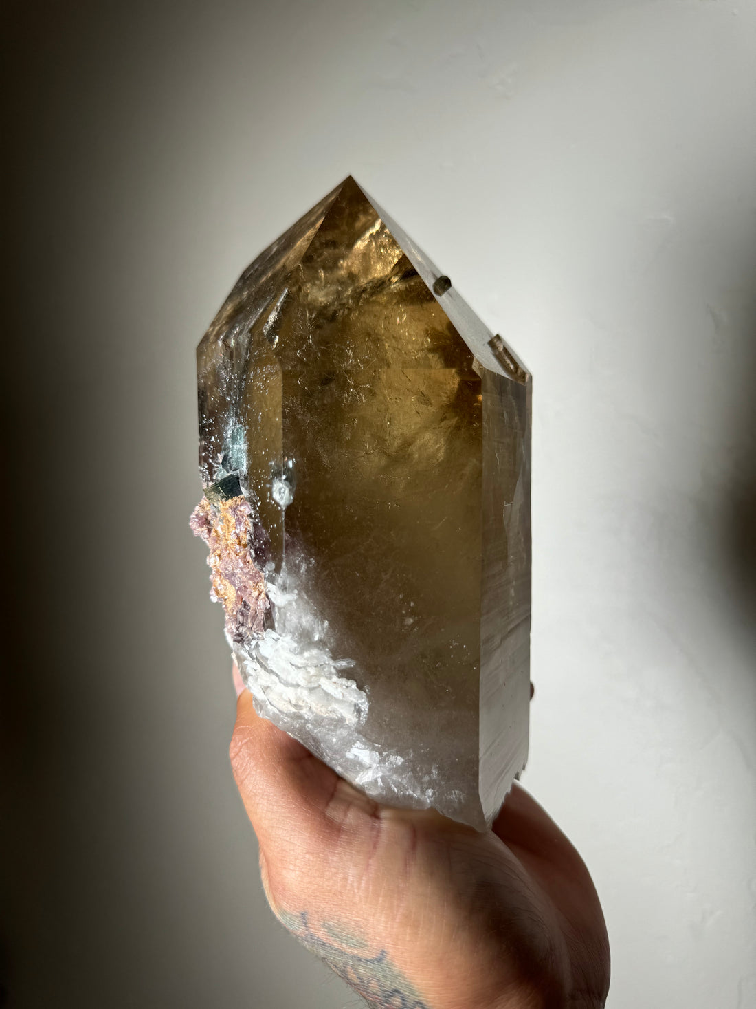 Brazilian Citrine with Lepidolite & green tourmaline