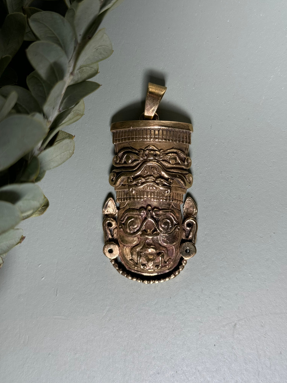 Bronze Kinich Ahau (sun god) Pendant (Mexico)