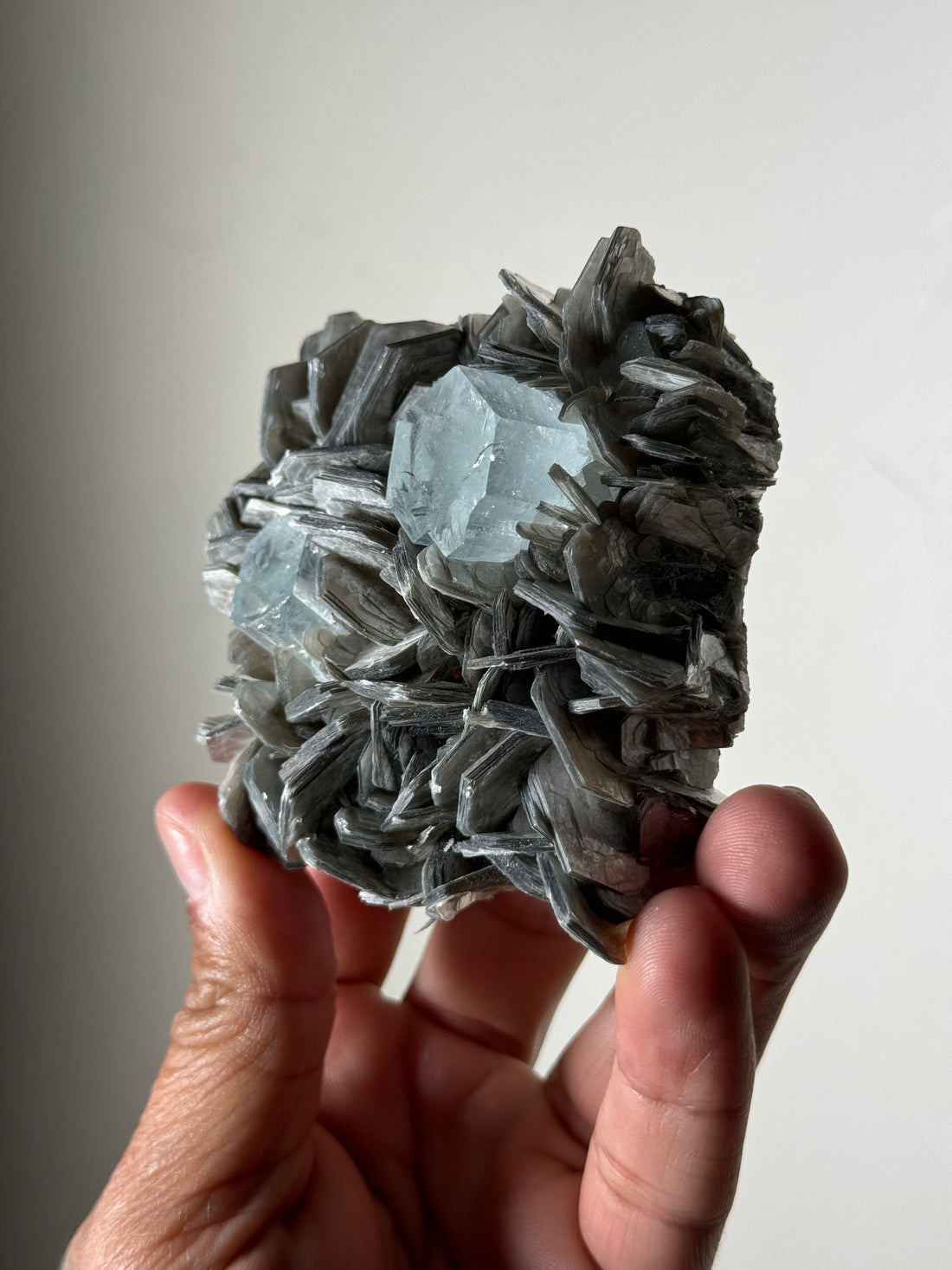 Aquamarine on Muscovite